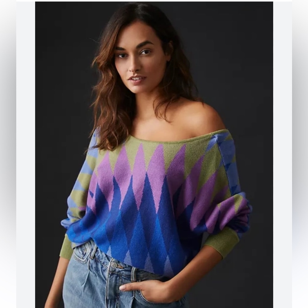 Daily Practice by Anthropologie Hazy Daze Pullover Sweater Blue XS NWT